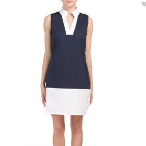 Sail to Sable Colorblock Tunic Shift Dress in Navy/White